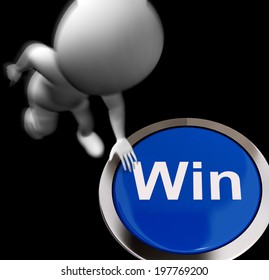 Win Pressed Showing Victory Or First Place