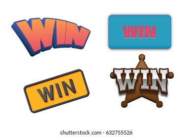 Win Text for Title or Headline. In 3D Fancy Fun and Futuristic style