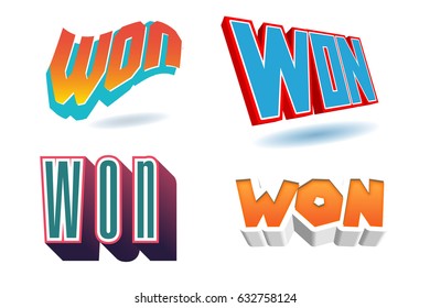 Win Text for Title or Headline. In 3D Fancy Fun and Futuristic style