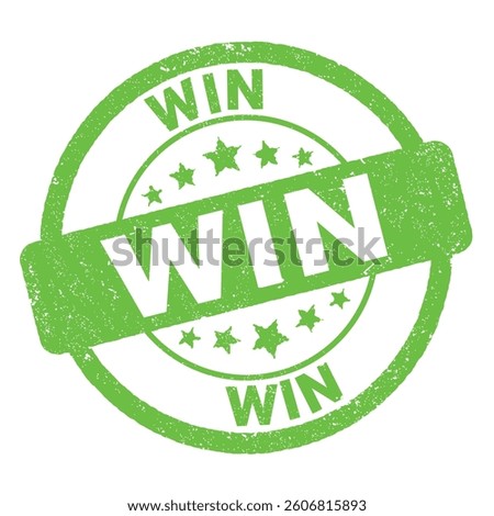 WIN text written on green grungy stamp sign.