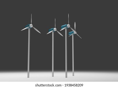 Wind clean eco power, sustainable energy, 3d rendering