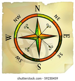 wind rose map paper isolated   layered  easy to use for your designs