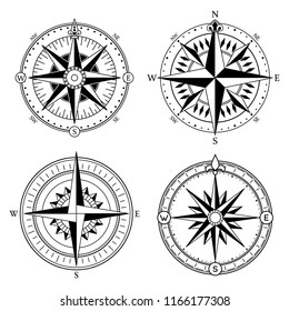 Vintage Marine Compass Logo Set Symbol Stock Vector (Royalty Free ...