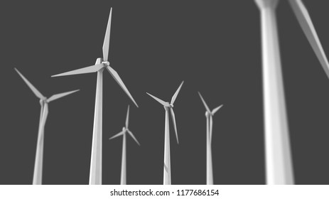 Windmill 3D perspective with grey background illustration