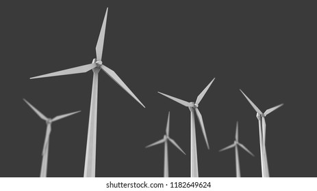 Windmill 3D perspective with grey background illustration 002