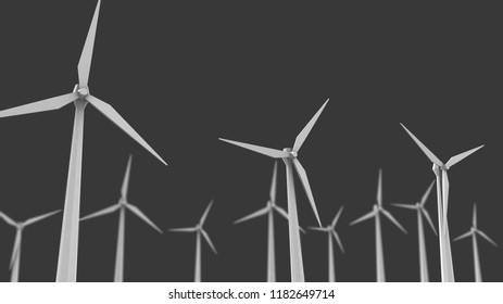 Windmill 3D perspective with grey background illustration 005