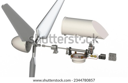 Windmill turbine inside view. Wind turbine electric equipment used to generate electricity