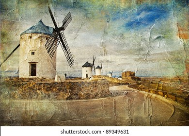 windmills of Spain - picture in painting style