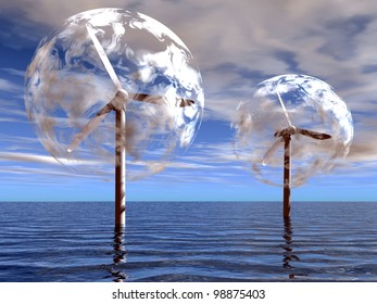 windmills in the water