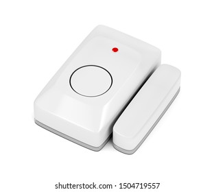 Window And Door Alarm Sensor On White Background, 3D Illustration