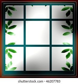 Window With Leaves Border