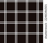 Window pane plaid seamless pattern, black and white, can be used in fashion decoration design. Bedding sets, curtains, tablecloths, notebooks, gift wrapping paper