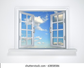 Window to sky - this is a 3d render illustration