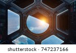 Window view of planet earth from a space station in space 3D rendering elements of this image furnished by NASA
