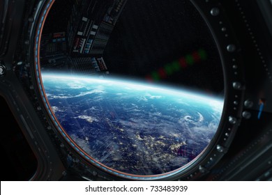 Window View Of Planet Earth From A Space Station In Space 3D Rendering Elements Of This Image Furnished By NASA