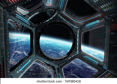 Window View Of Planet Earth From A Space Station In Space 3D Rendering Elements Of This Image Furnished By NASA