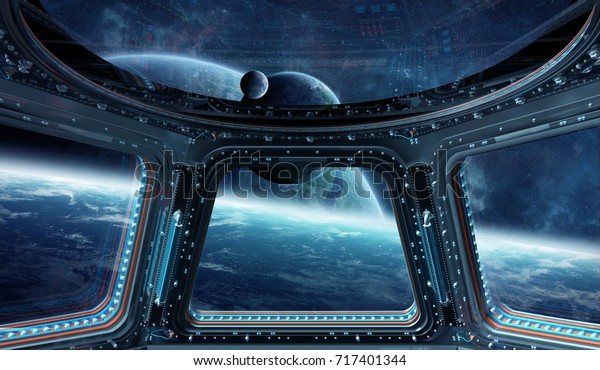 Window View Space Planets Space Station Stock Illustration 717401344 ...