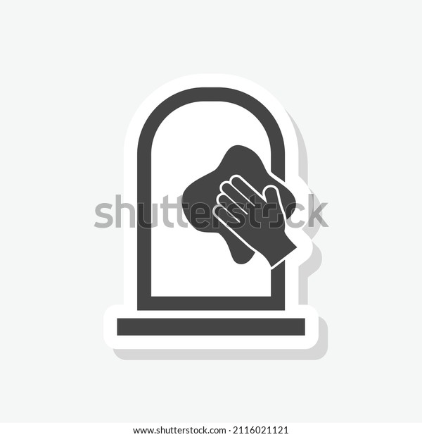 Window\
Washing icon sticker isolated on white\
background