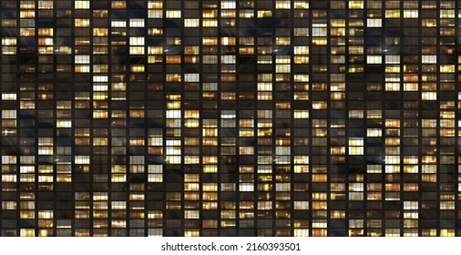 Windows Building Front Facade By Night 