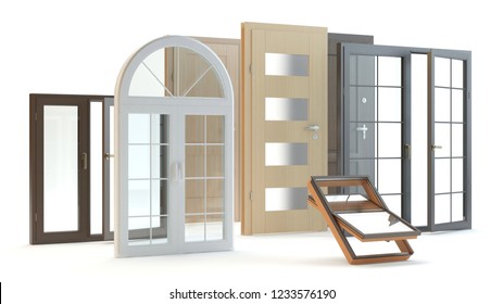 Windows And Doors, 3D Illustration