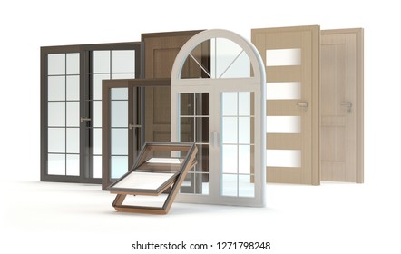 Windows and doors, 3d illustration