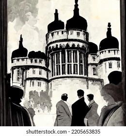 Windsor Dynasty Royalty Castle Illustration Background