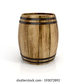 Wine Barrel On White Background. 3d Illustration