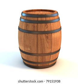 Wine Barrel Over White Background 3d Illustration