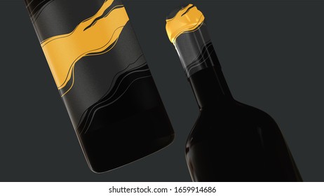 Wine Bottle Mockup 3D Rendering  Realistic