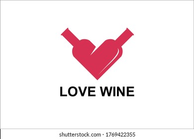 wine love Logo Design Template.