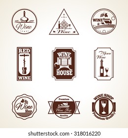 Wine Shop Badges Premium Quality Label Set Isolated  Illustration