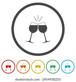 Wine toast icon. Set icons in color circle buttons - Powered by Shutterstock