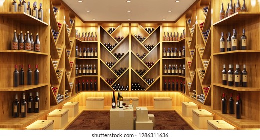 Wine Vault. 3D Rendering