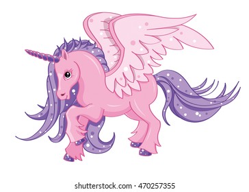 Beautiful Flying Winged Unicorn Vector Illustration Stock Vector ...