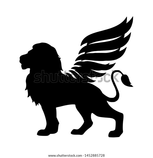 Winged Lion Tattoo Design Silhouette Stock Illustration 1452885728 ...