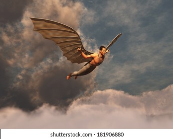 Winged Man Flying