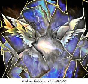 Wings  Abstract painting   3D Rendered