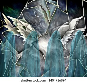 Wings   hidden figures  Spiritual painting  3D rendering