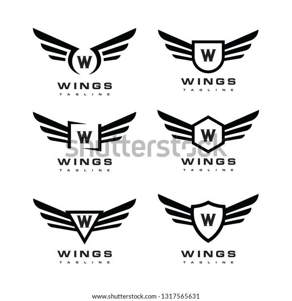 Wings Logo Set Stock Illustration 1317565631