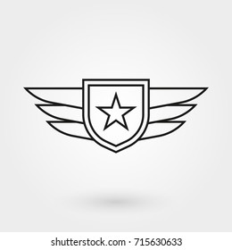 Wings Shield Icon Military Army Badge Stock Vector (Royalty Free) 698410876