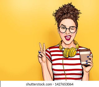 Pop Art Girl Coffee Images Stock Photos Vectors Shutterstock