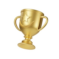 Winner Gold Trophy 3D Icon. 3D Illustration.