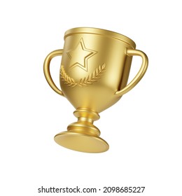 Winner Gold Trophy 3D Icon. 3D illustration.