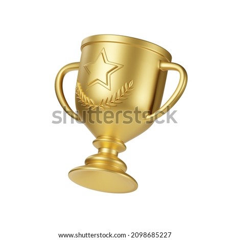 Winner Gold Trophy 3D Icon. 3D illustration.
