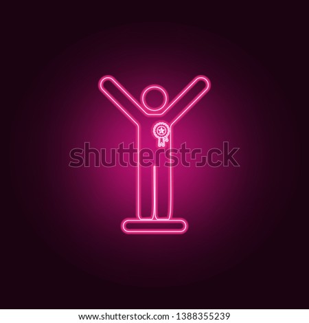 the winner on the podium icon. Elements of Sucsess and awards in neon style icons. Simple icon for websites, web design, mobile app, info graphics