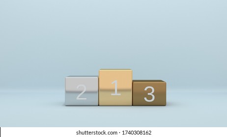 Winner podium rank 1, 2 and 3 with concept of gold, silver and bronze. 3D Illustration - Powered by Shutterstock