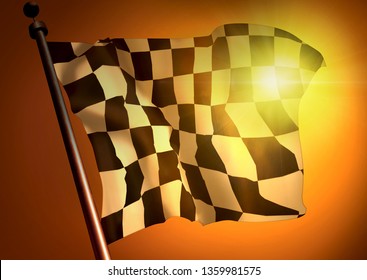 Winner Waving Racing Flag Against Sunset Stock Illustration 1359981575 ...