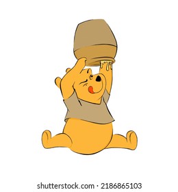Winnie the Pooh bear isolated white background  Character in children's story