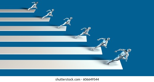Winning Strategy In A Business Race To Success 3D Illustration Render