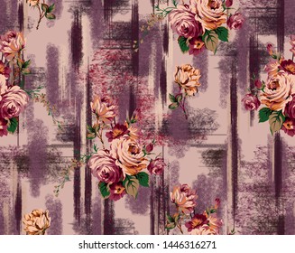 Wintage Desing With Flowers Pattern For Fabric